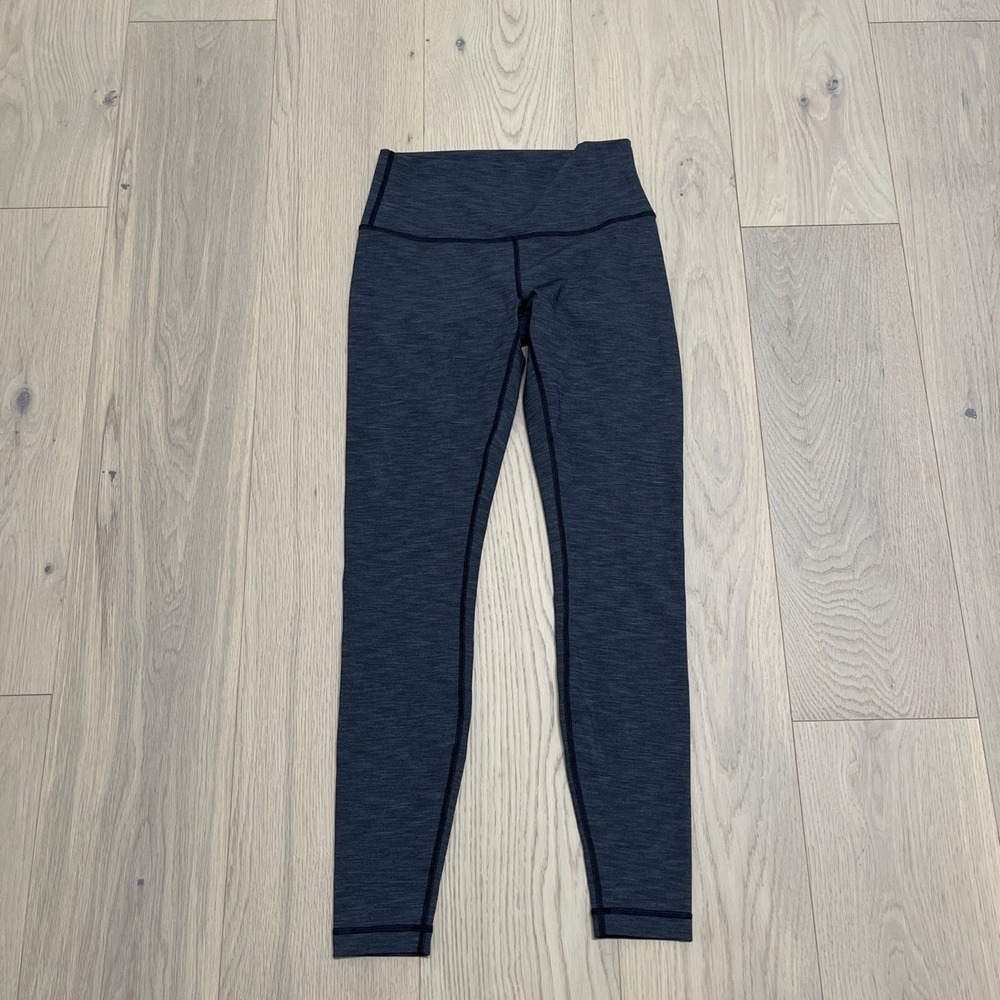 EUC Lululemon Wunder Under Crop High-Rise Heathered Black 21" Yoga Sz 8